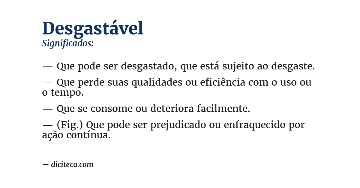 Significado de desgastável