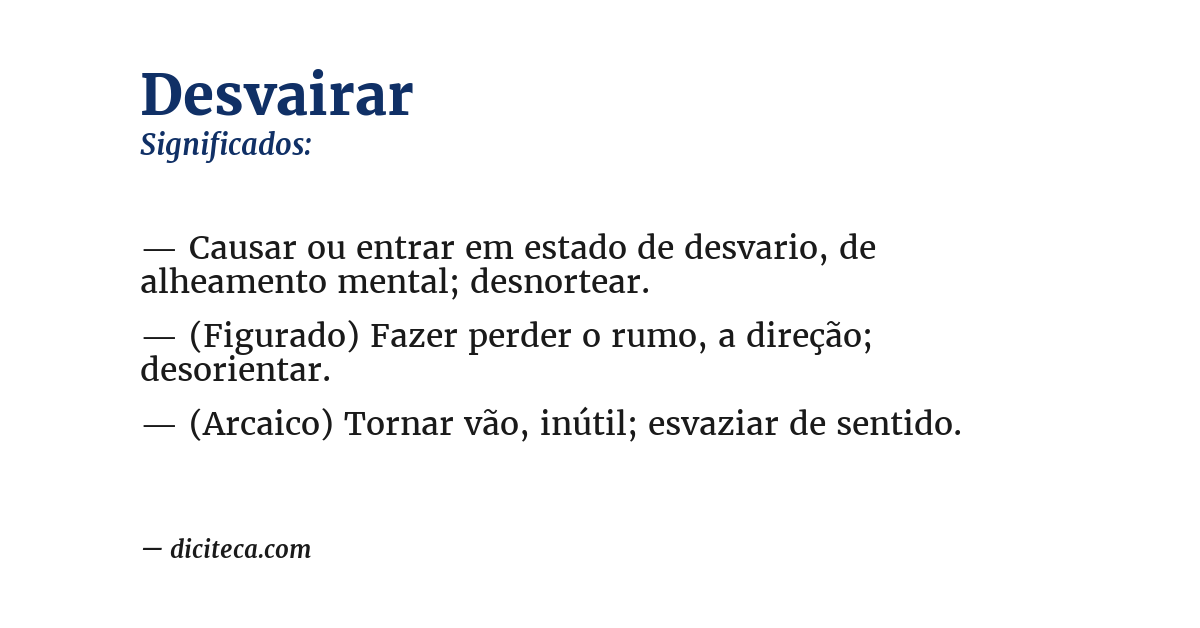 Significado de desvairar