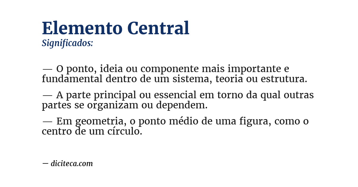 Significado de elemento central