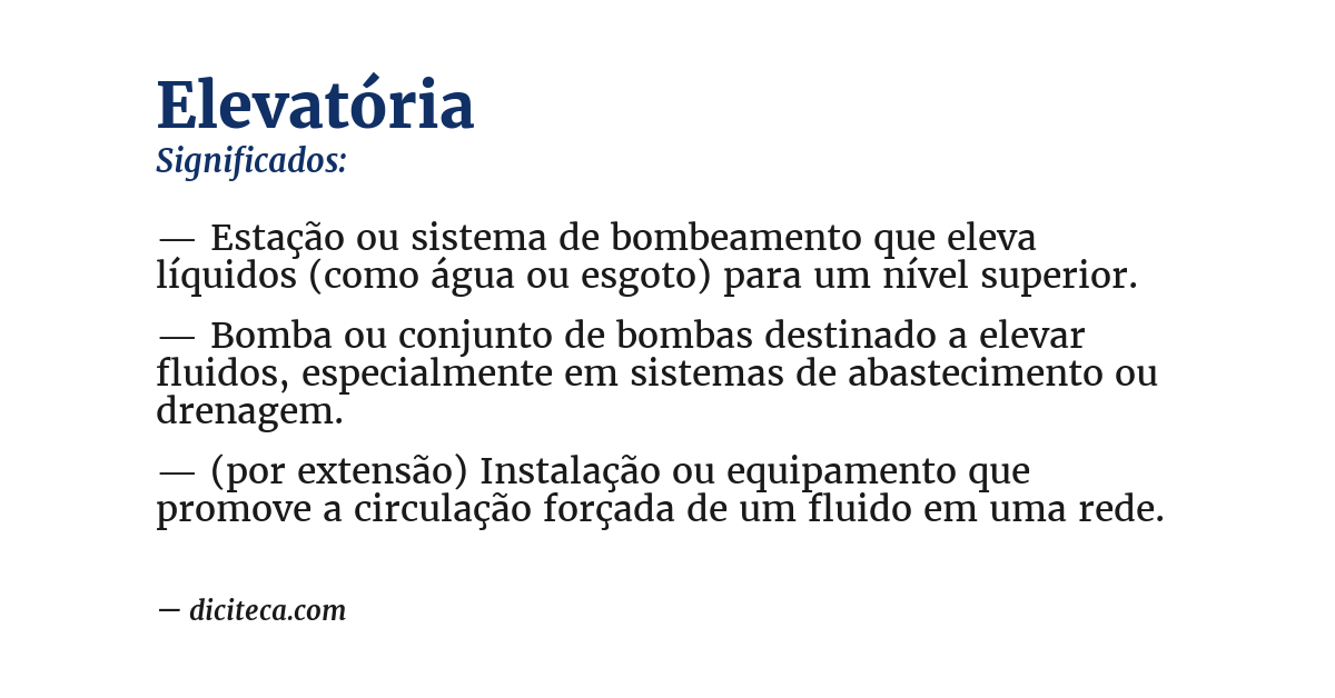 Significado de elevatória