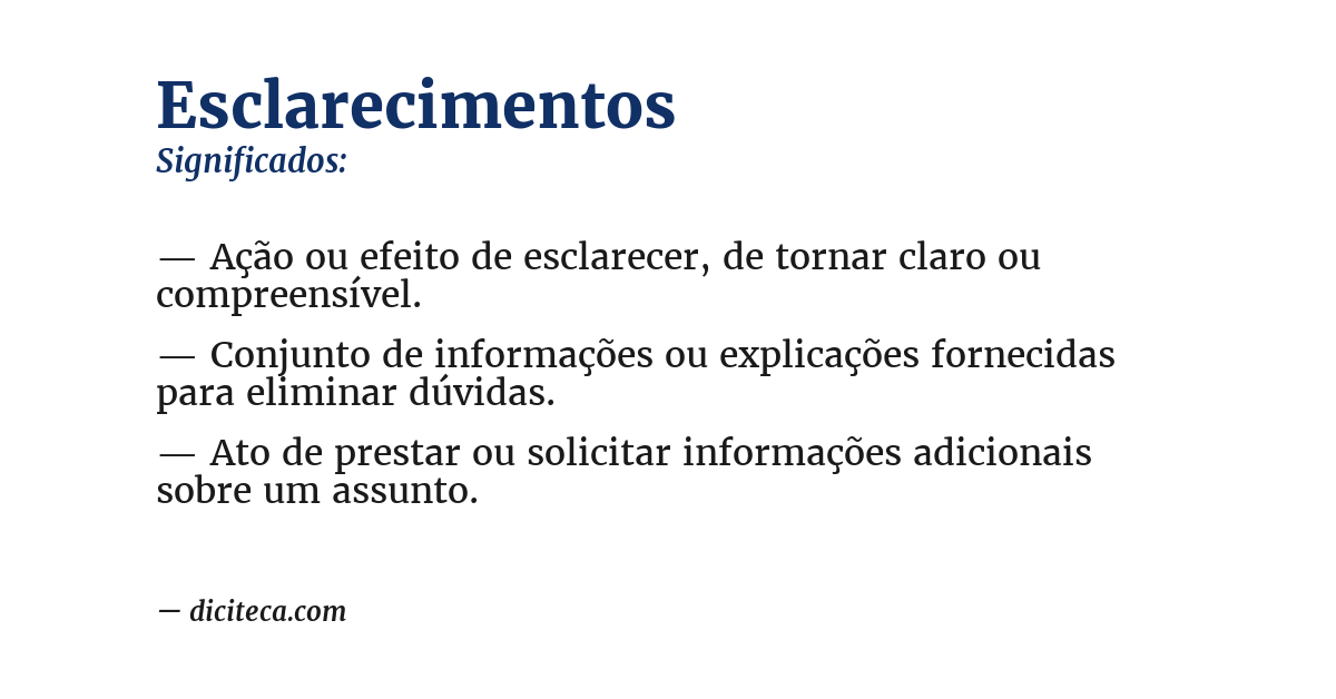 Significado de esclarecimentos