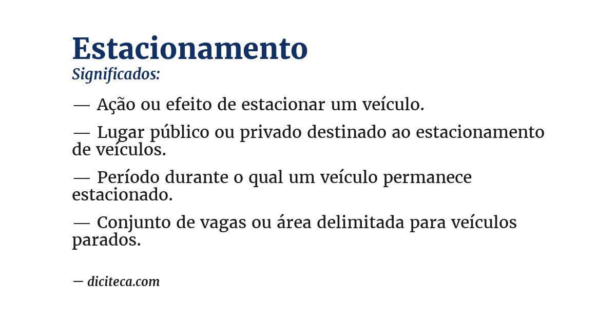 Significado de estacionamento