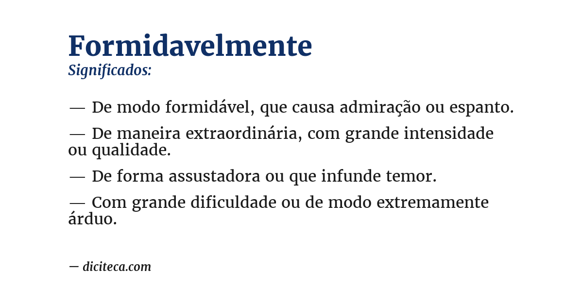 Significado de formidavelmente