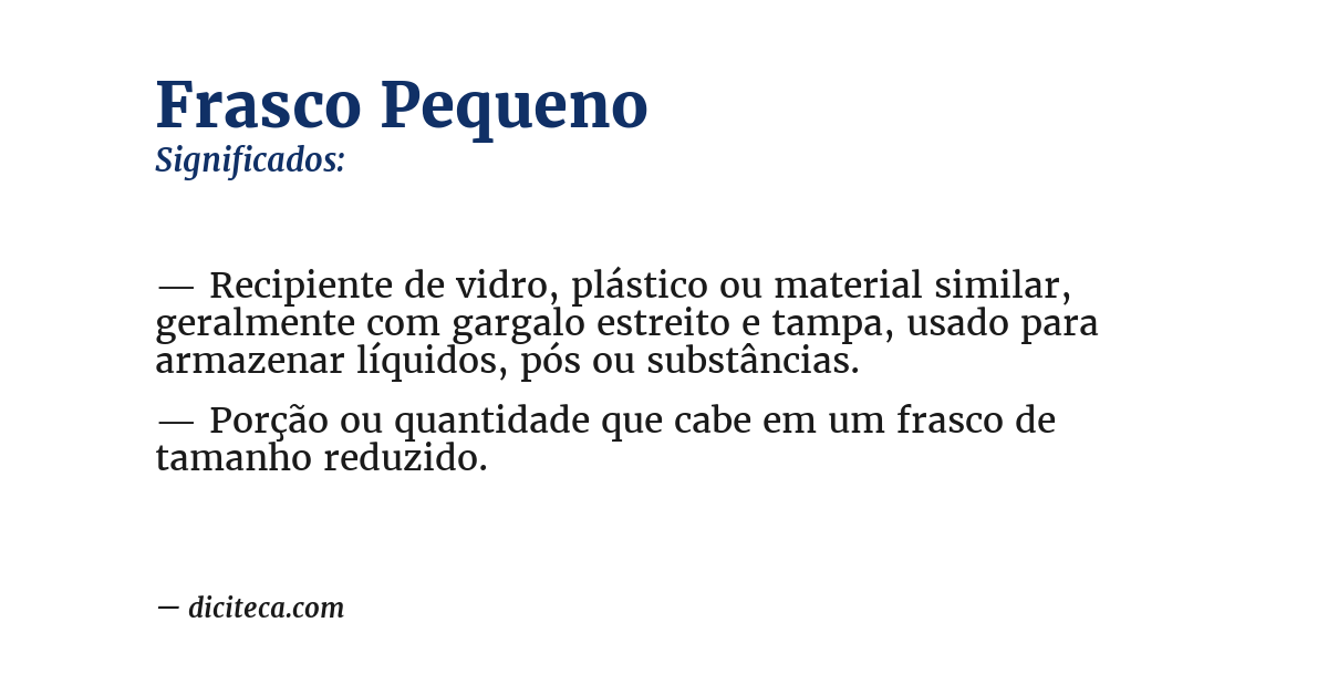 Significado de frasco pequeno