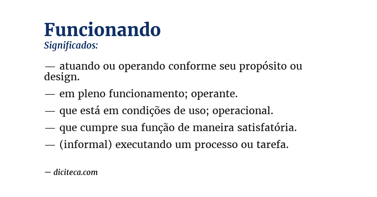Significado de funcionando