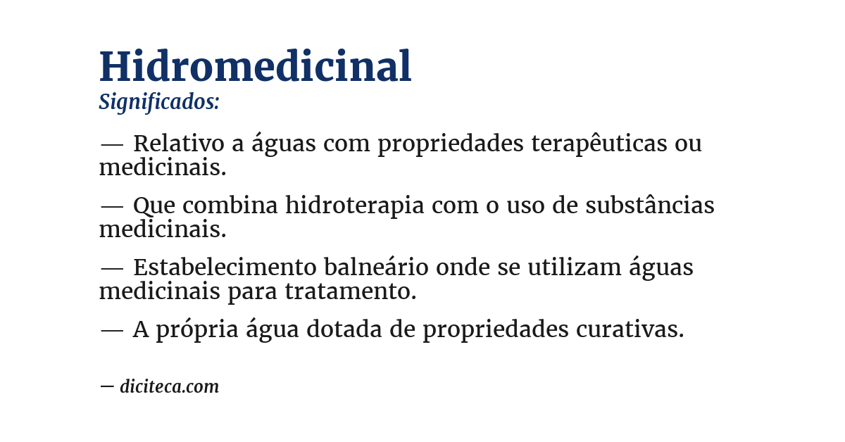 Significado de hidromedicinal
