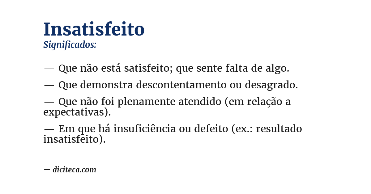 Significado de insatisfeito