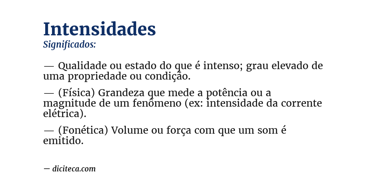 Significado de intensidades