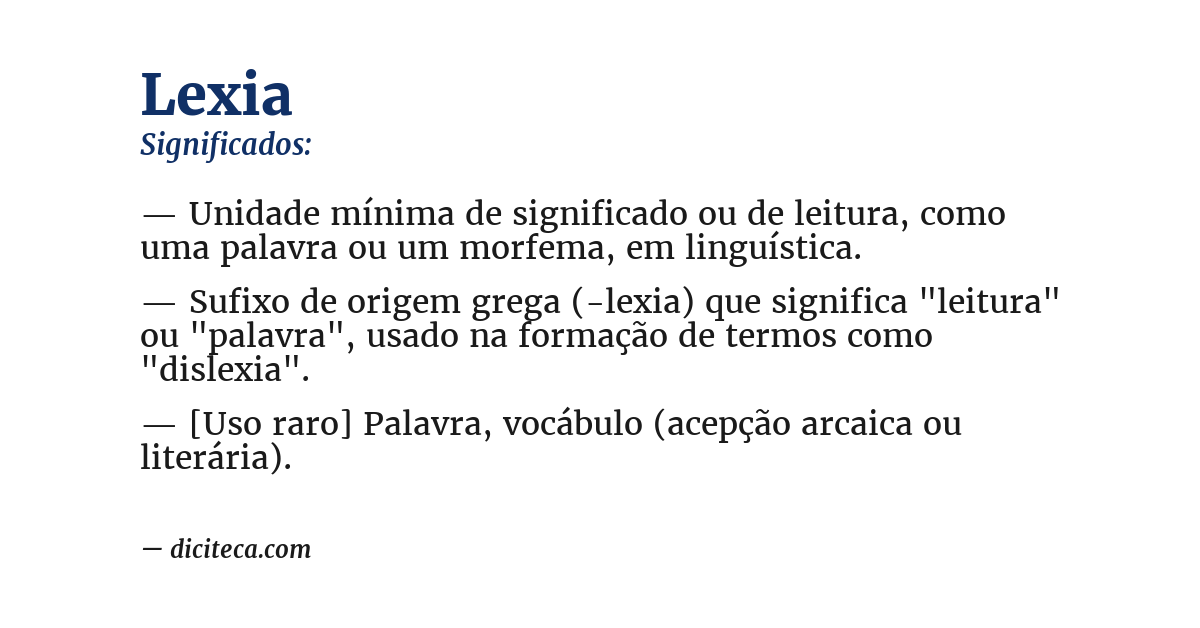 Significado de lexia