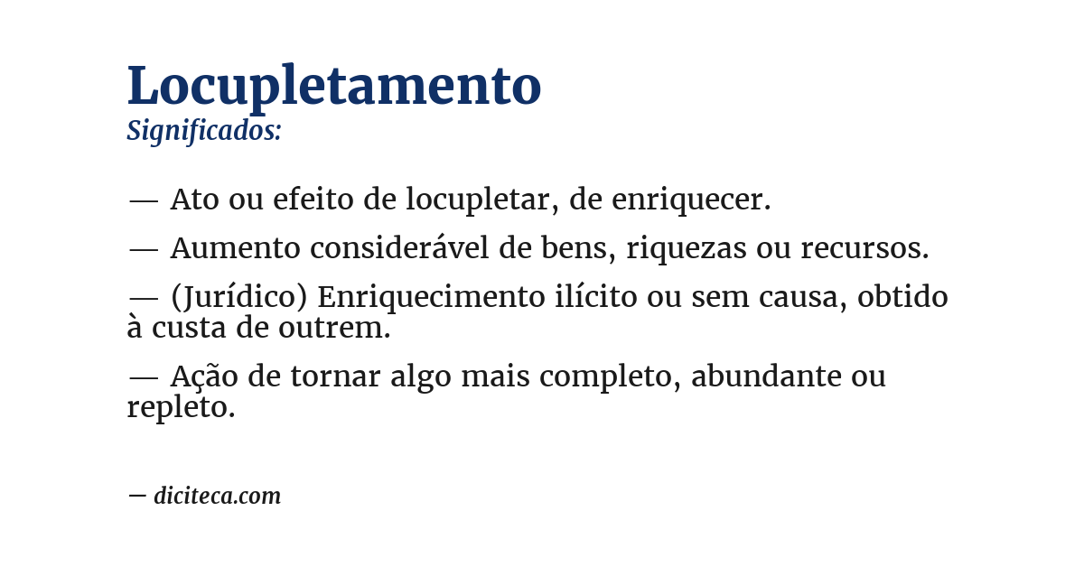 Significado de locupletamento