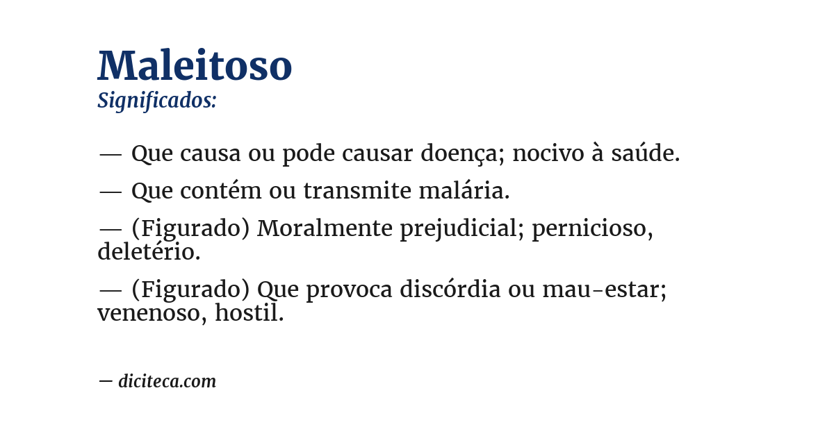 Significado de maleitoso