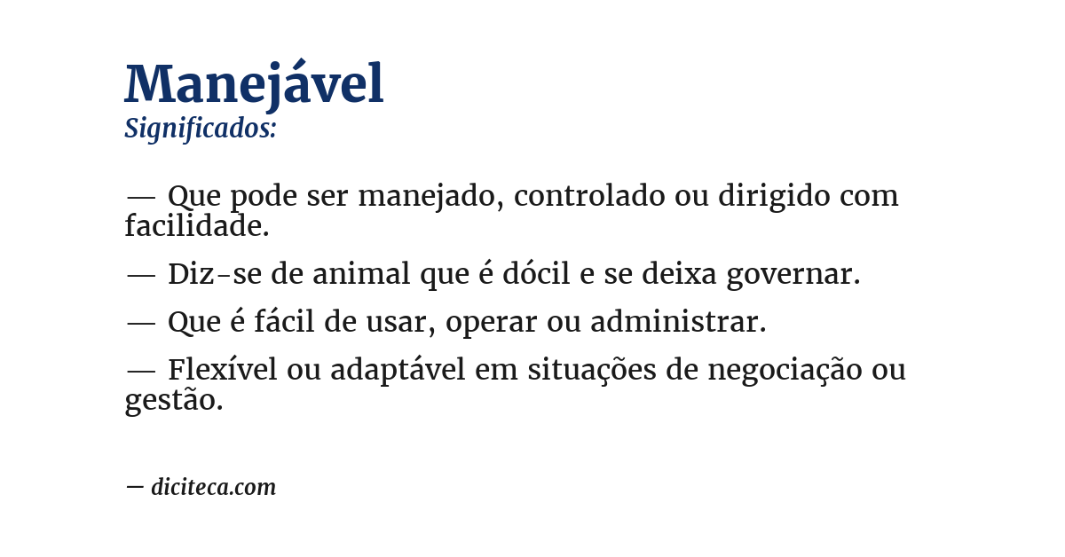 Significado de manejável