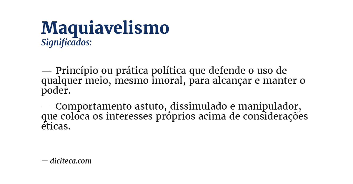 Significado de maquiavelismo