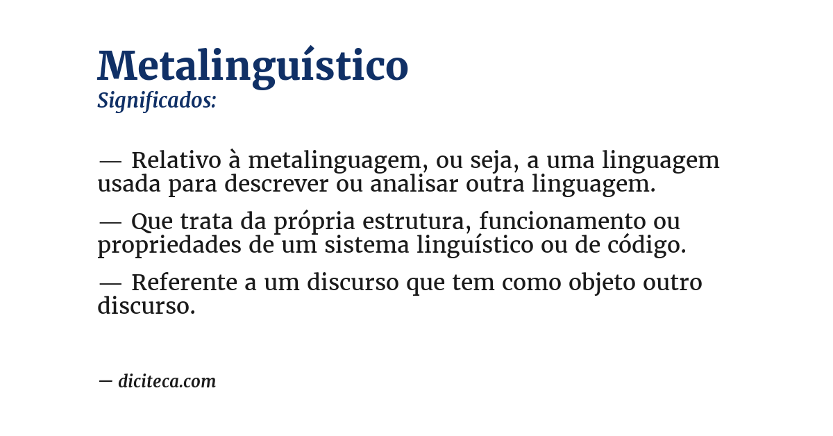Significado de metalinguístico