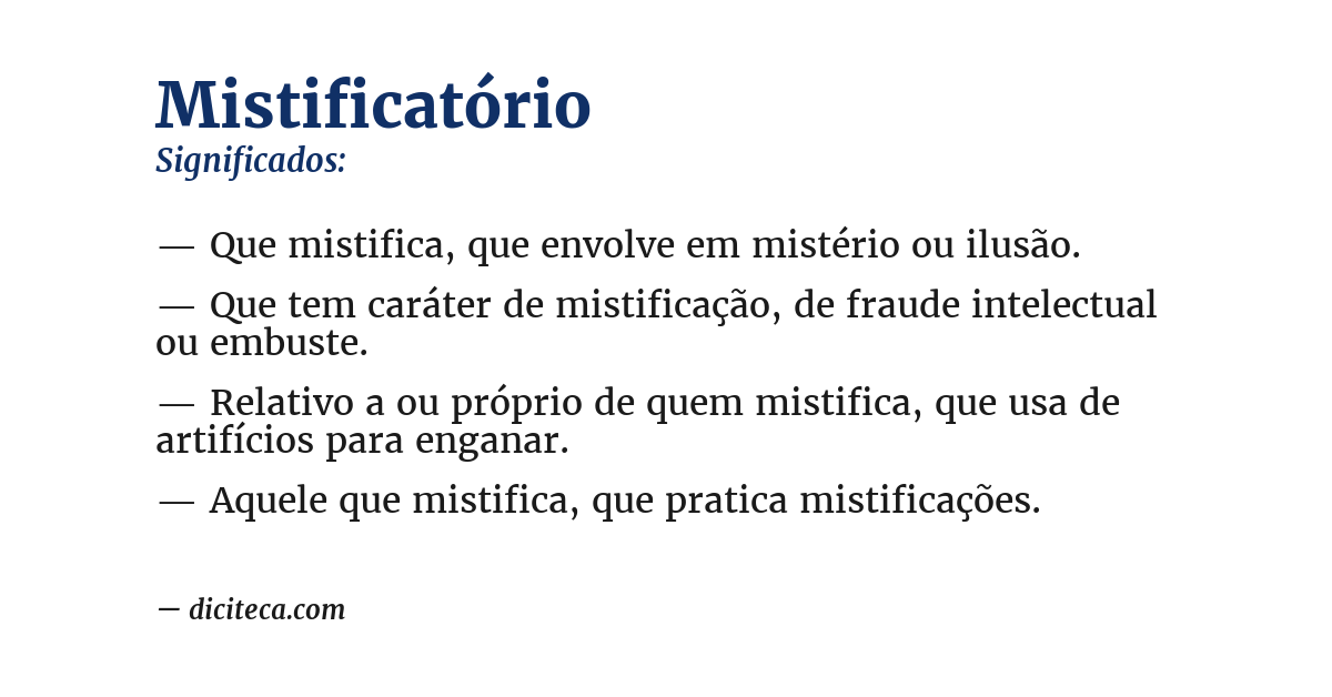 Significado de mistificatório
