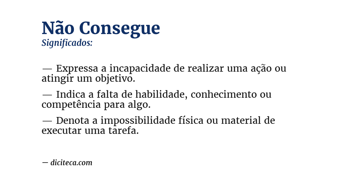 Significado de não consegue