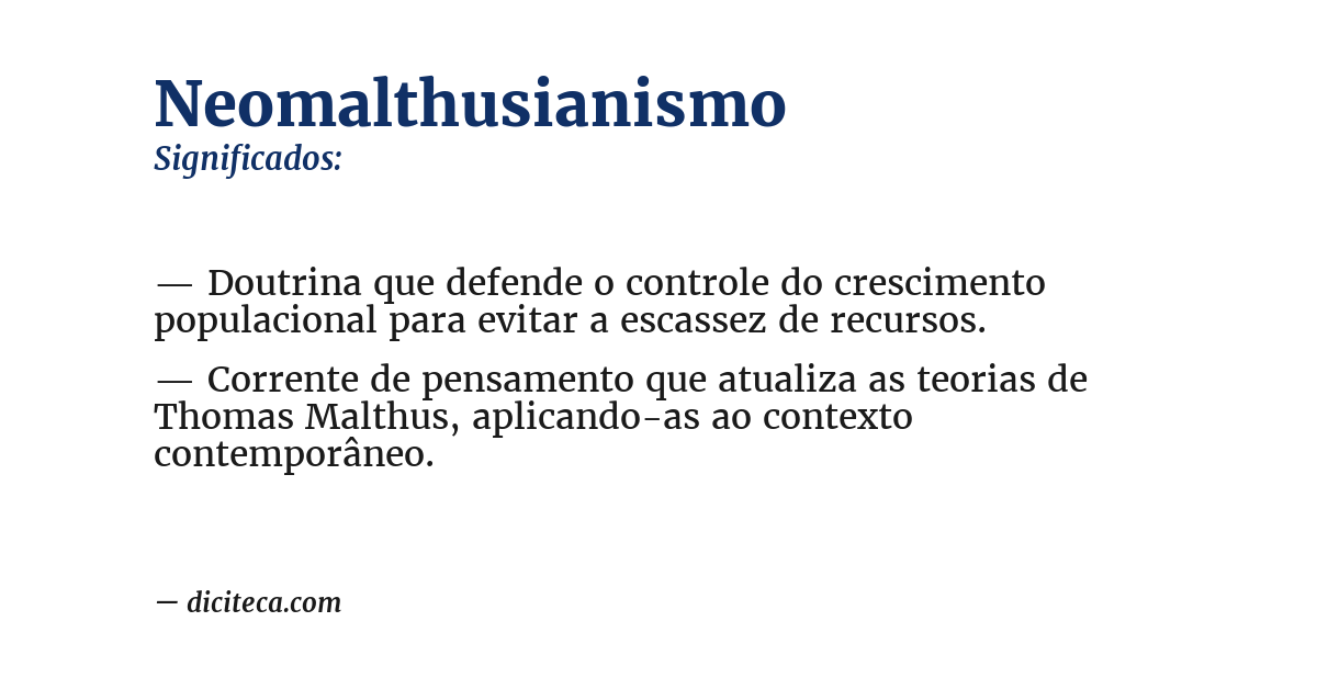 Significado de neomalthusianismo