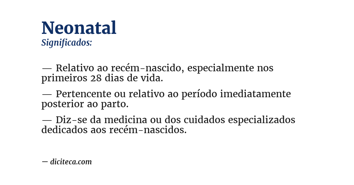 Significado de neonatal
