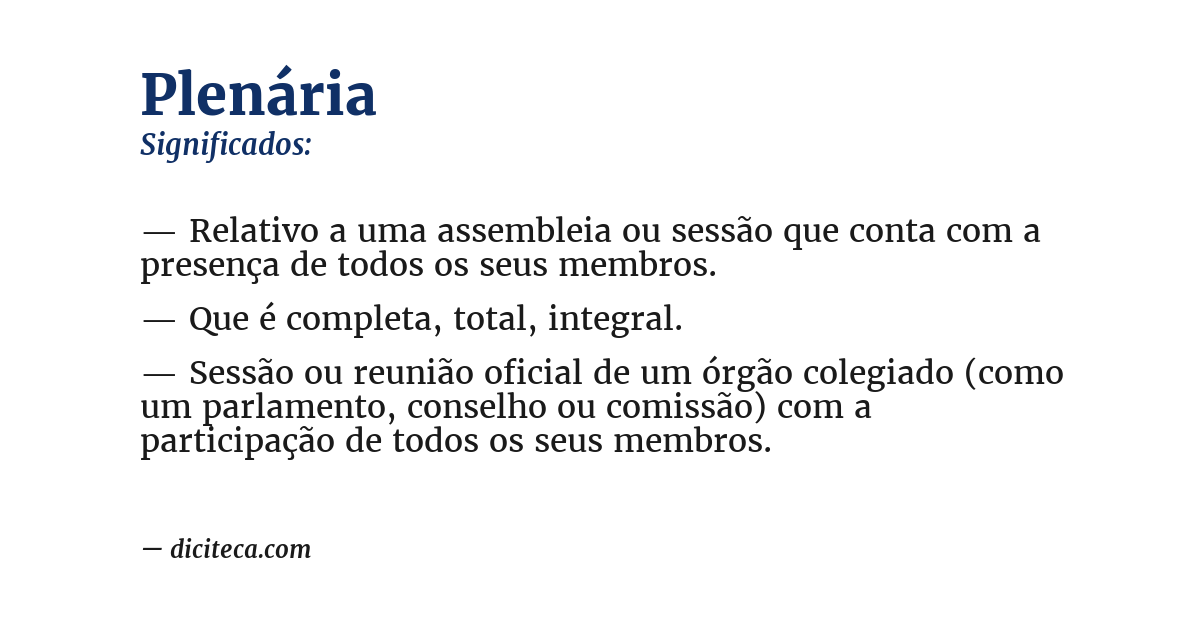 Significado de plenária