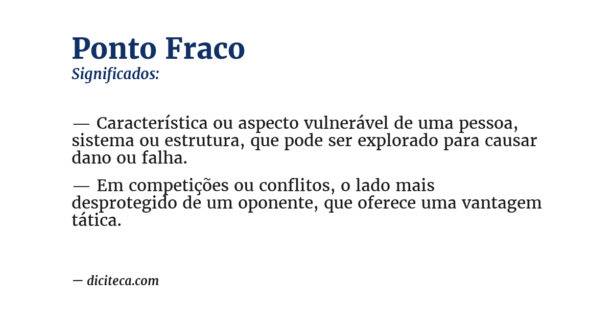 Significado de ponto fraco