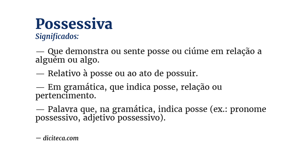 Significado de possessiva