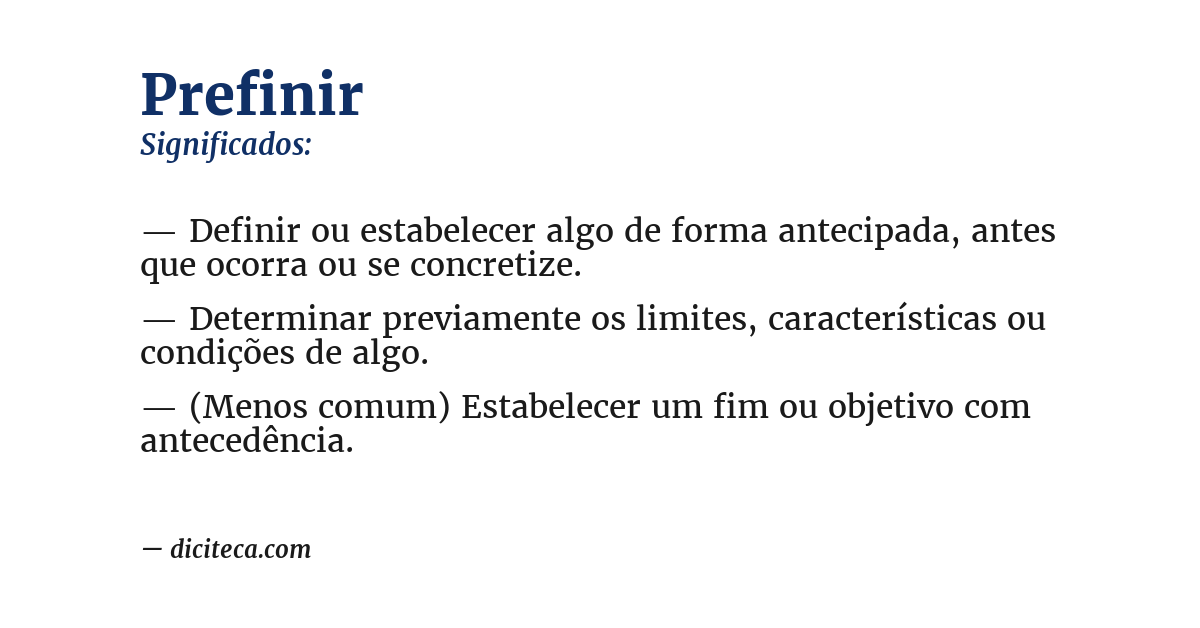 Significado de prefinir