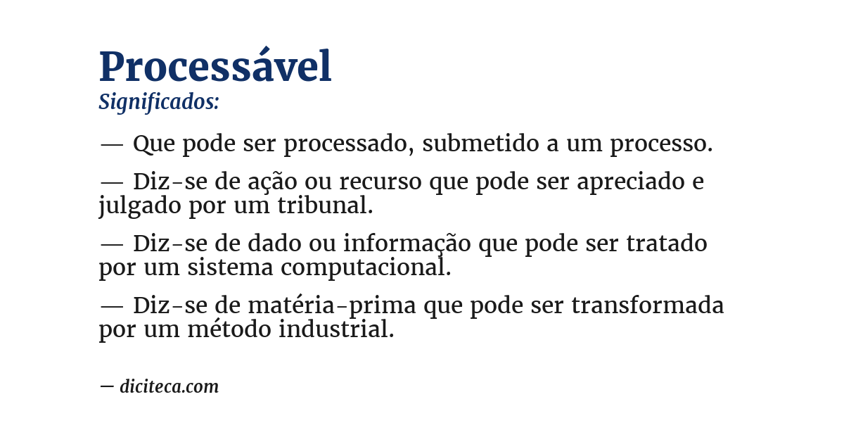 Significado de processável