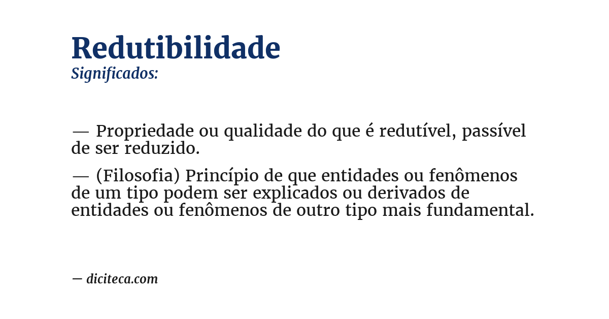 Significado de redutibilidade