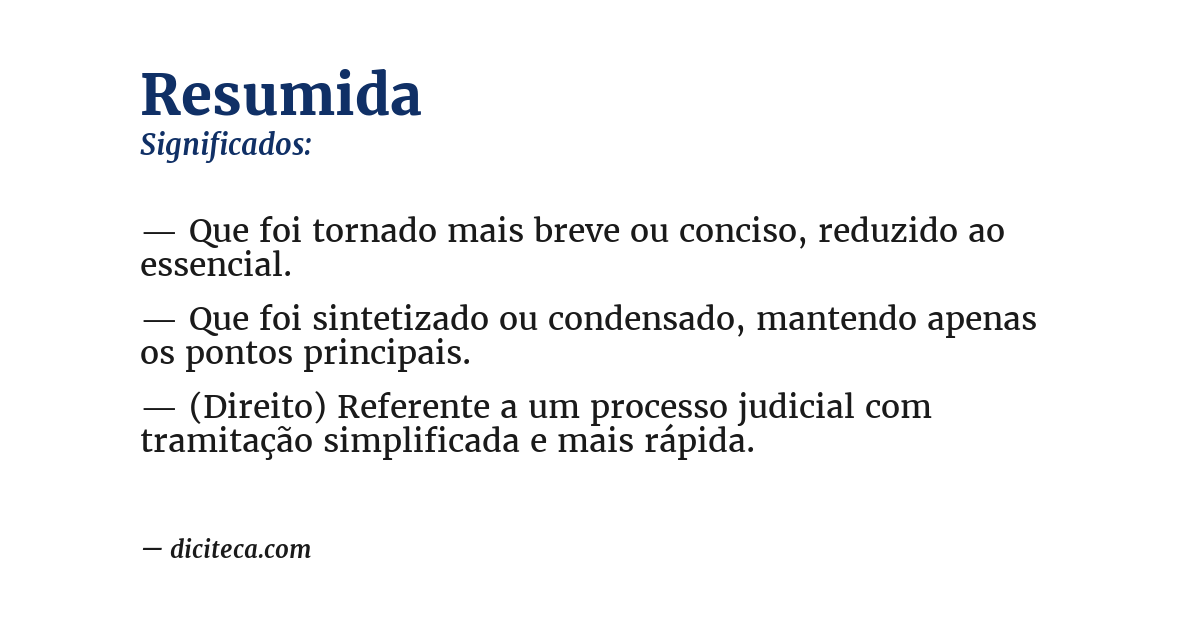 Significado de resumida