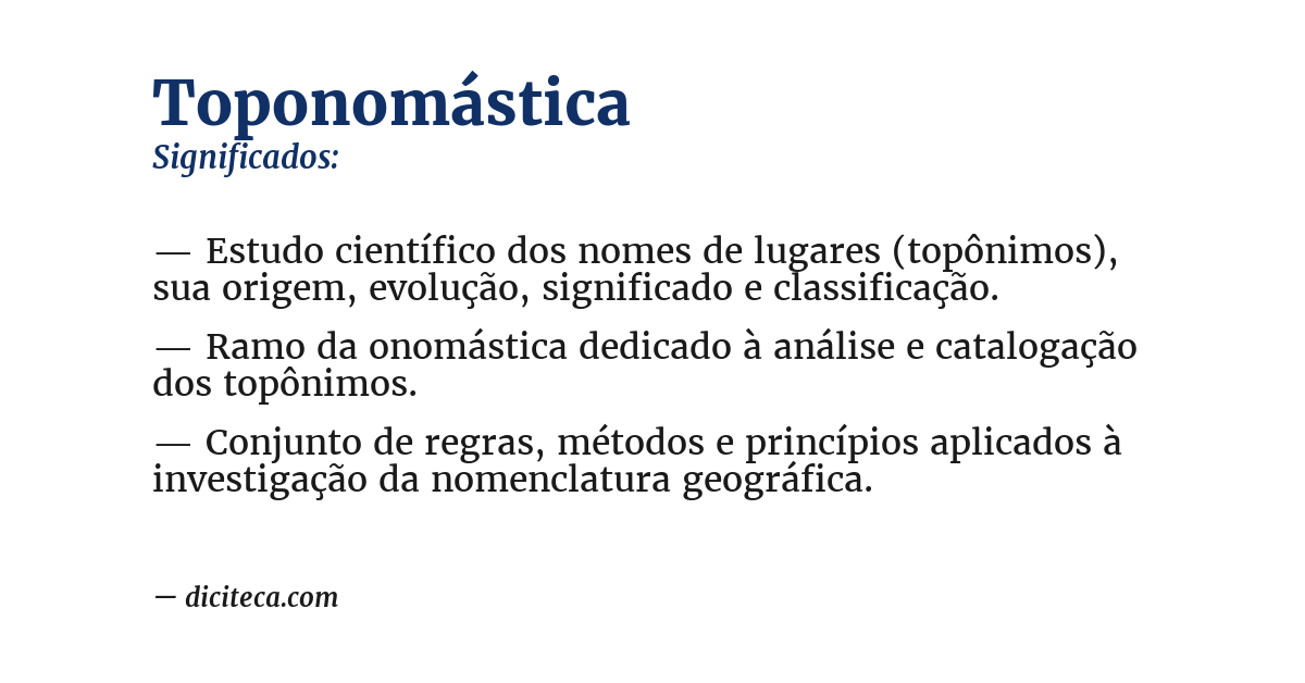 Significado de toponomástica