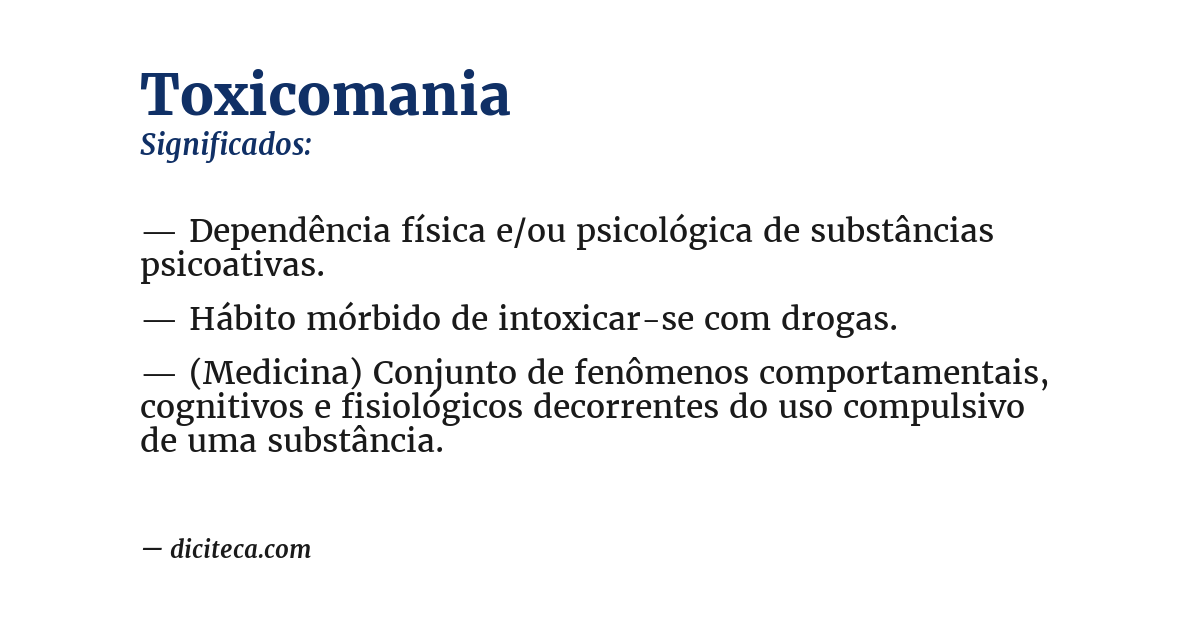 Significado de toxicomania