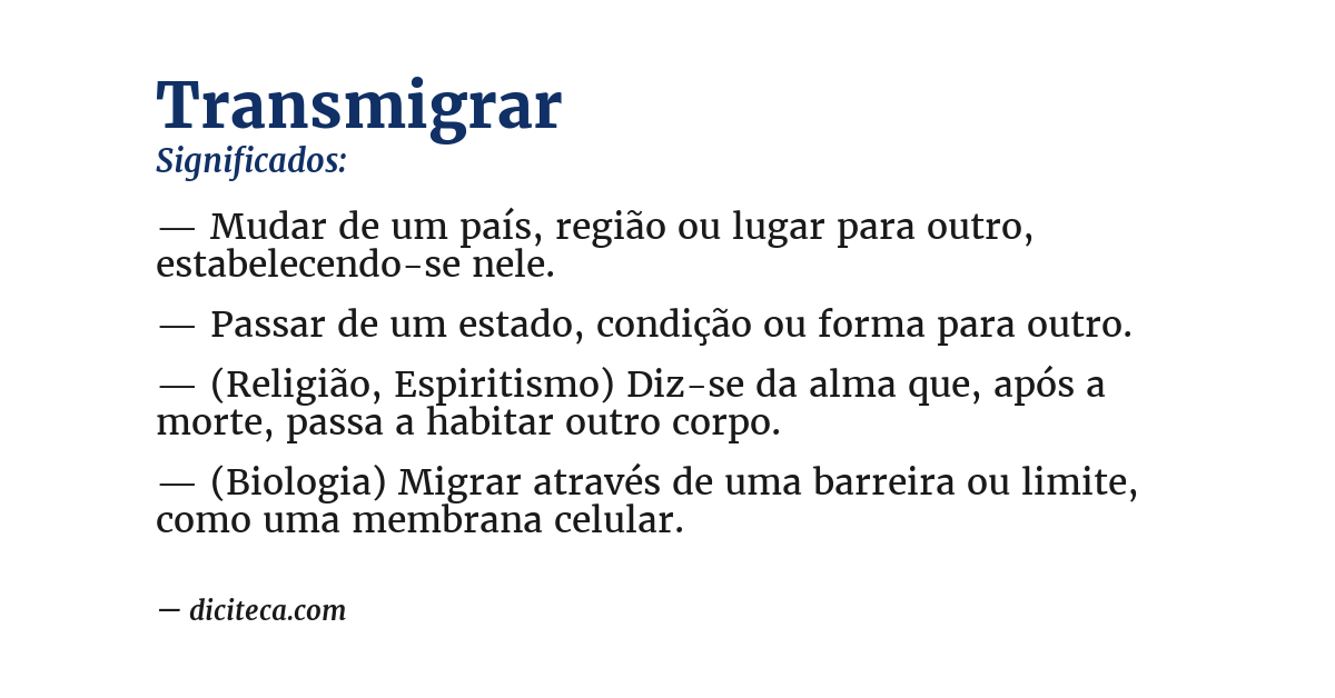 Significado de transmigrar
