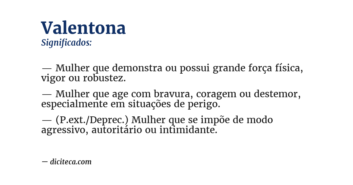 Significado de valentona