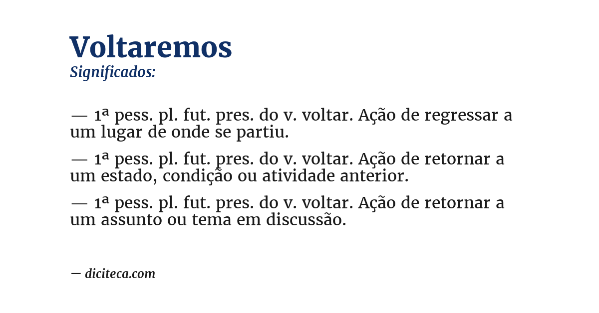 Significado de voltaremos