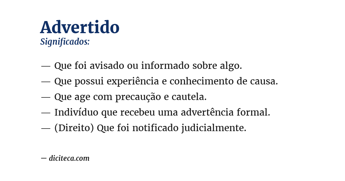 Significado de advertido