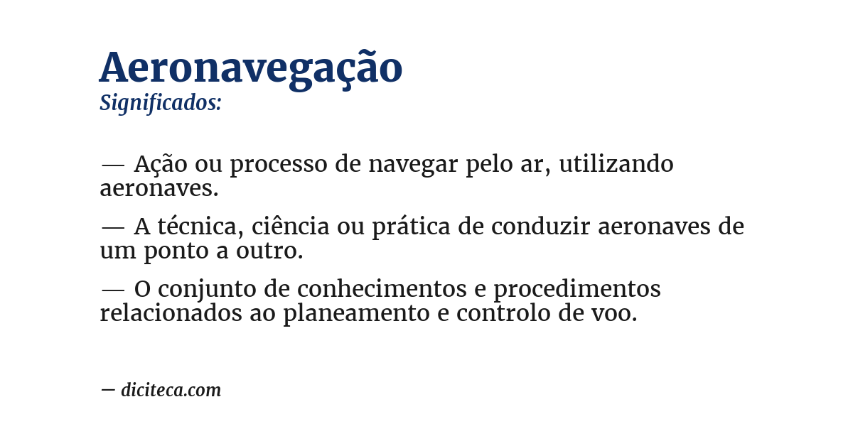 Significado de aeronavegação