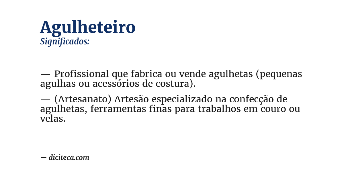 Significado de agulheteiro