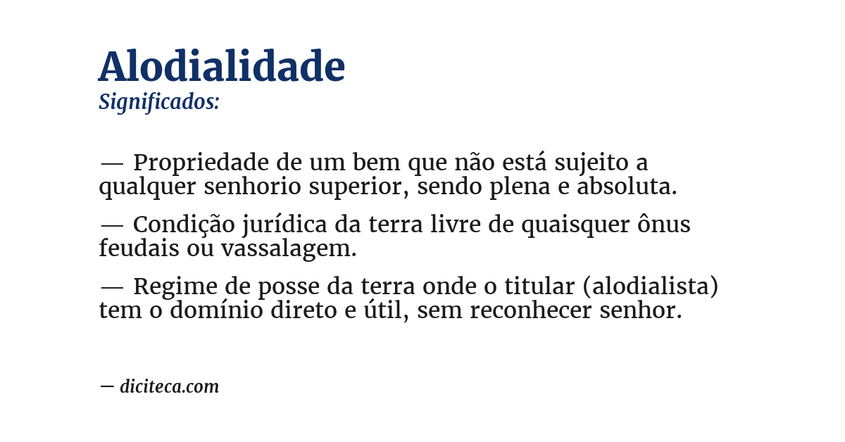 Significado de alodialidade