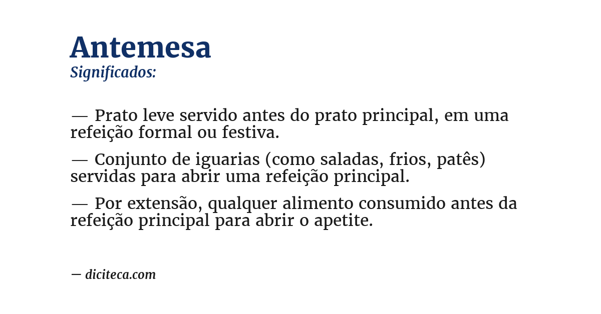 Significado de antemesa