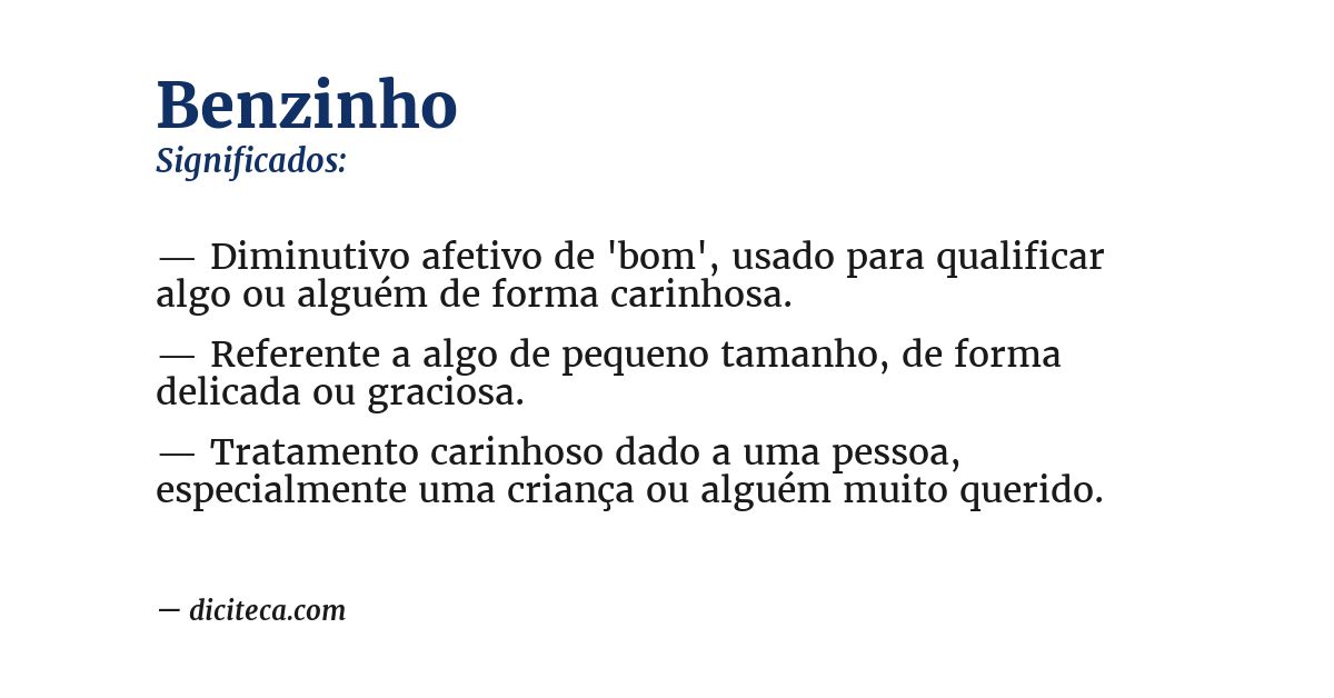 Significado de benzinho