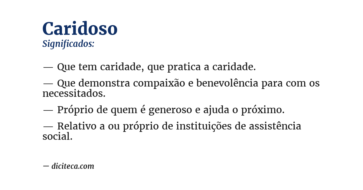 Significado de caridoso