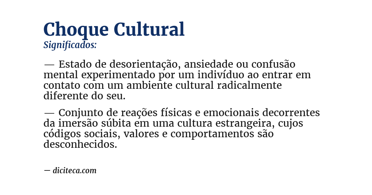 Significado de choque cultural