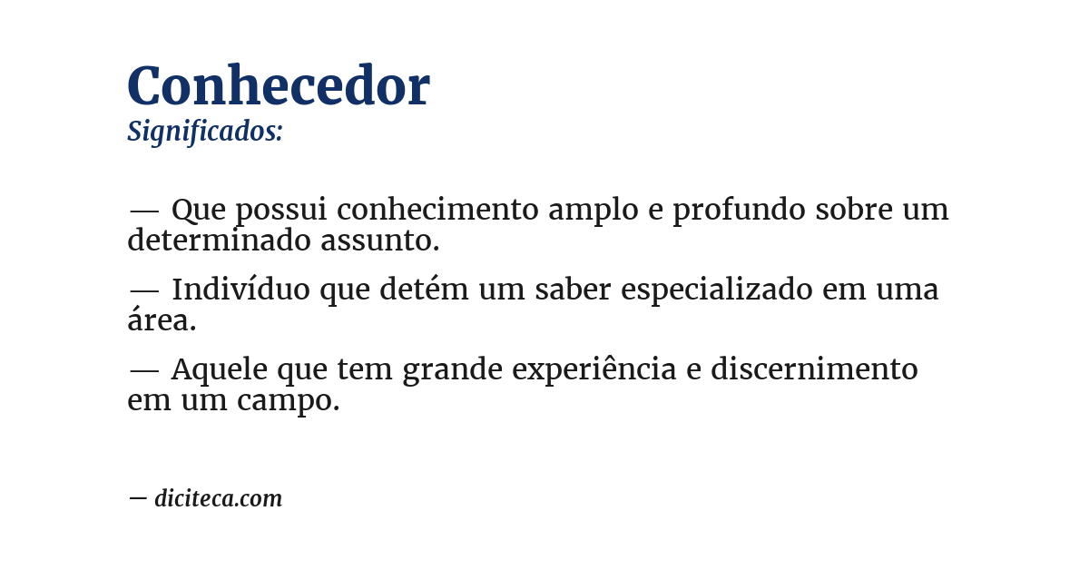 Significado de conhecedor