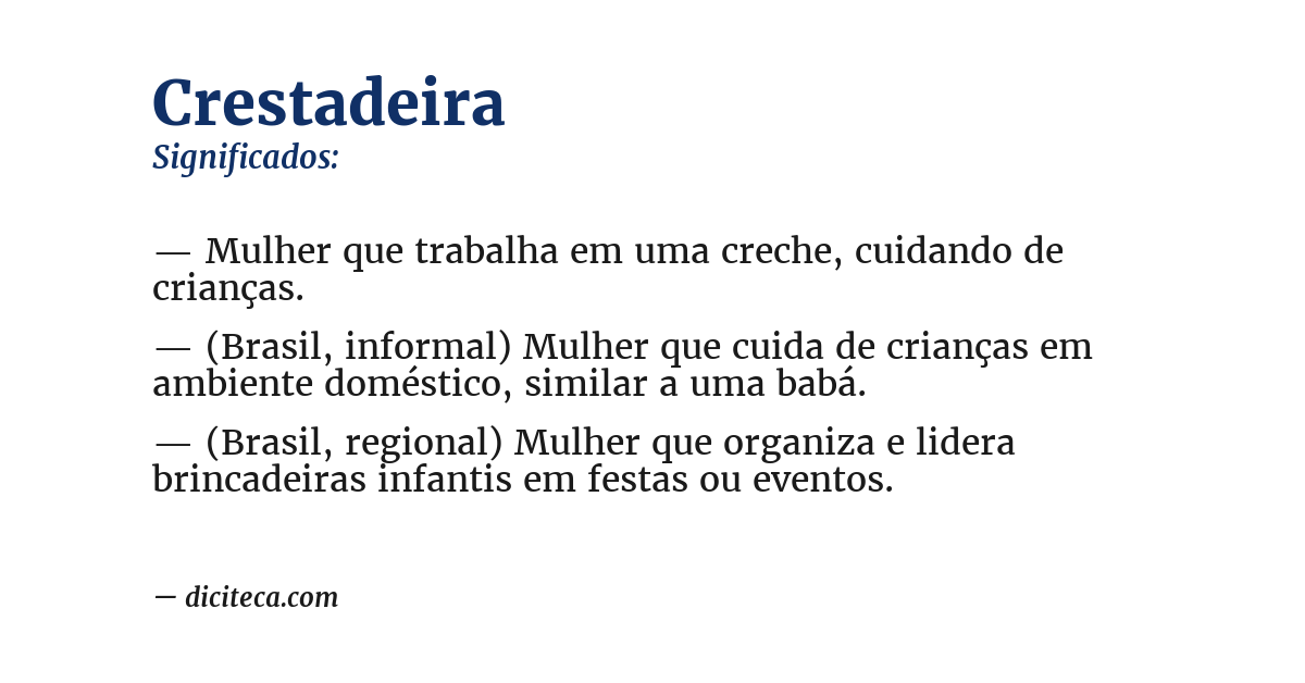 Significado de crestadeira