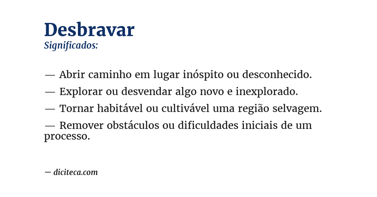Significado de desbravar