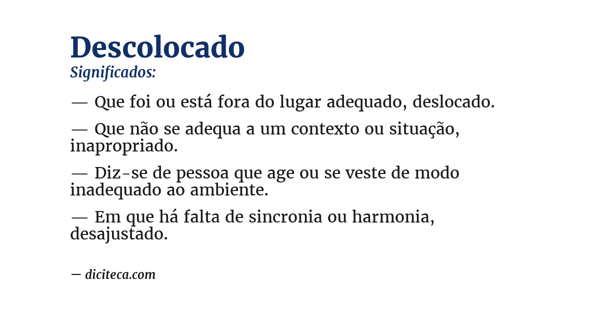 Significado de descolocado
