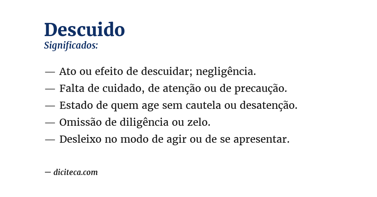Significado de descuido