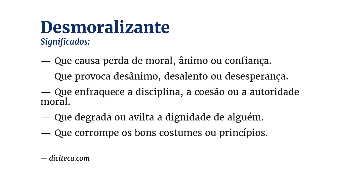 Significado de desmoralizante