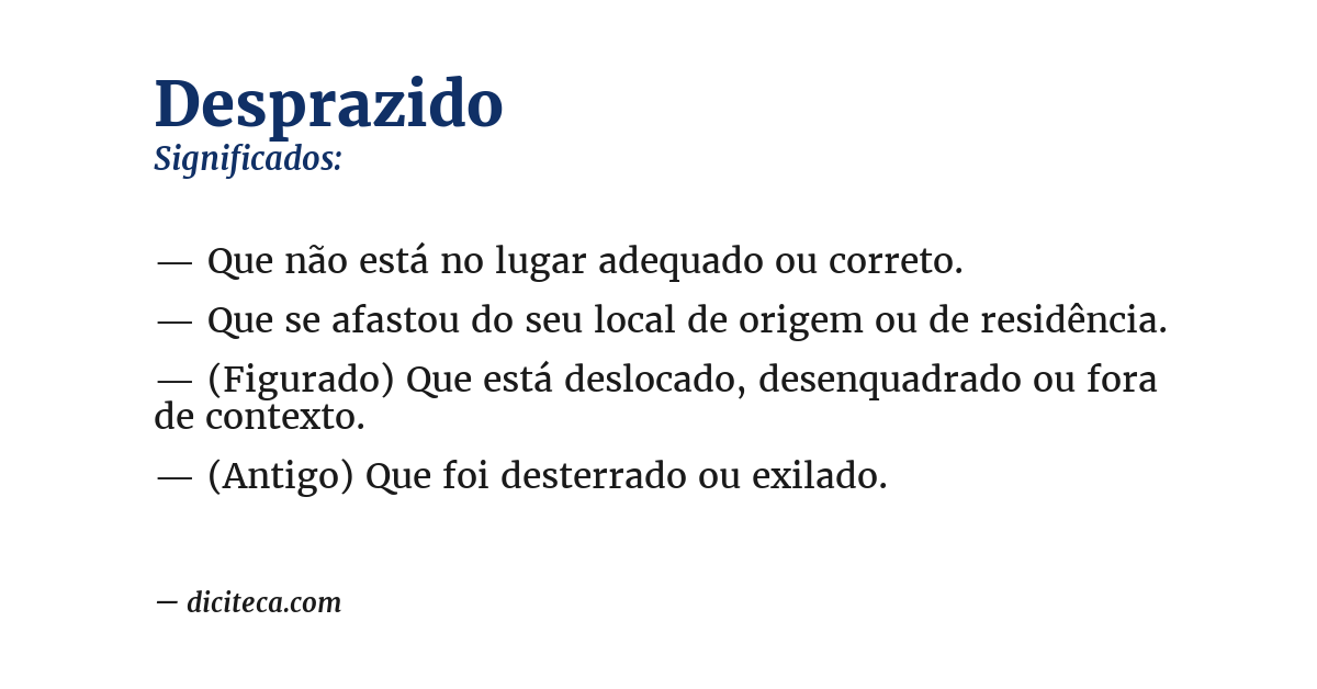 Significado de desprazido