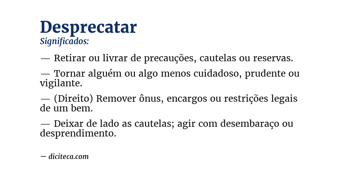 Significado de desprecatar